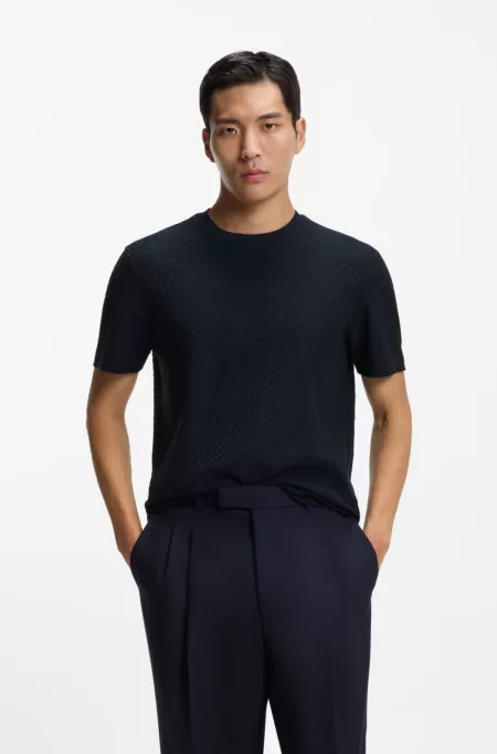 Monogram-jacquard T-shirt in mercerised cotton