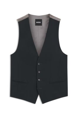 Melange slim-fit waistcoat in a wool blend, Light Green
