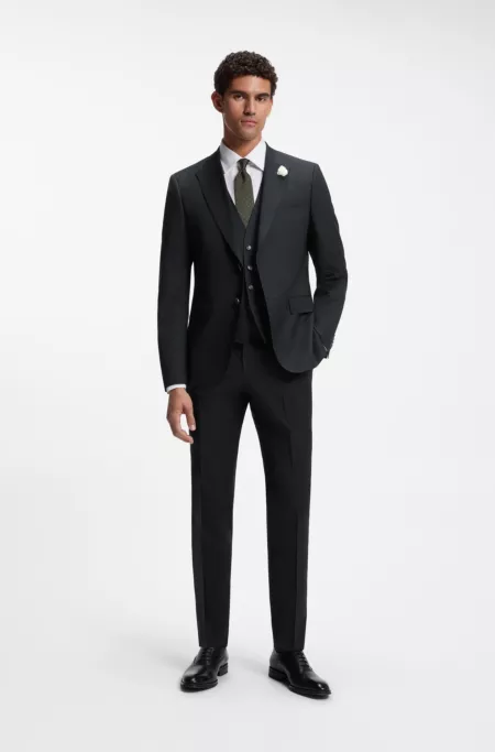 Melange slim-fit waistcoat in a wool blend