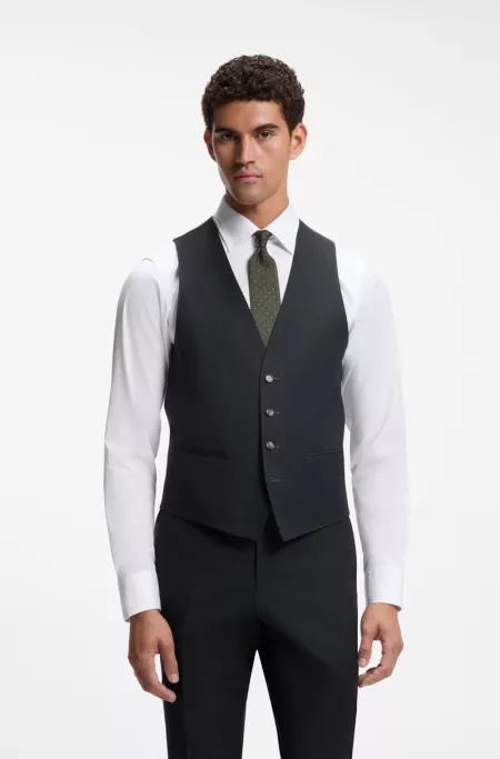 Melange slim-fit waistcoat in a wool blend