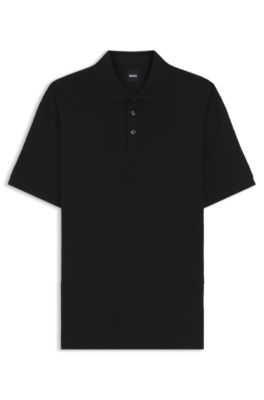 Monogram-jacquard polo shirt in cotton, Black