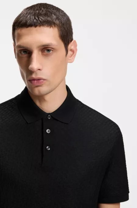 Monogram-jacquard polo shirt in cotton