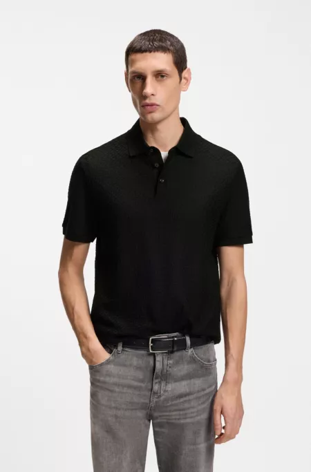 Monogram-jacquard polo shirt in cotton