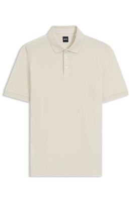 Polo de algod&oacute;n con jacquard de monogramas, Blanco