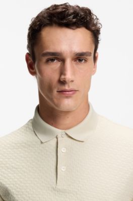 Monogram-jacquard polo shirt in cotton, White