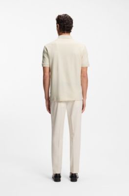 Polo en coton avec monogrammes jacquard, Blanc