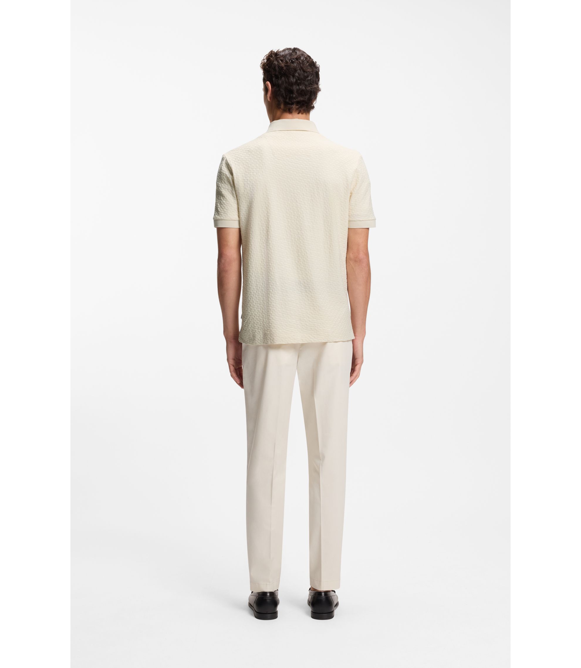 BOSS - Monogram-jacquard polo shirt in cotton - White