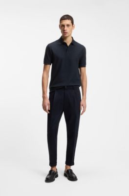 Polo de algod&oacute;n con jacquard de monogramas, Azul oscuro