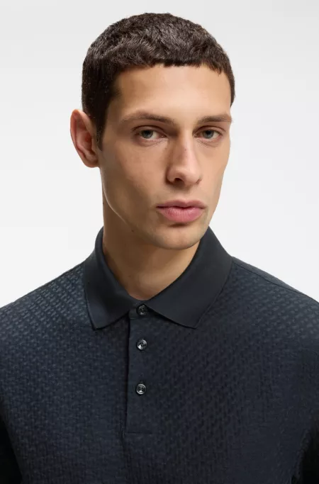Monogram-jacquard polo shirt in cotton