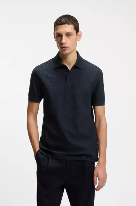 Monogram-jacquard polo shirt in cotton