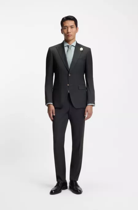 Melange slim-fit trousers in a wool blend