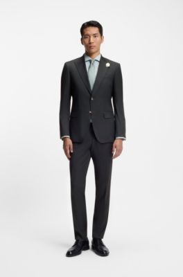 Melange slim-fit trousers in a wool blend, Light Green