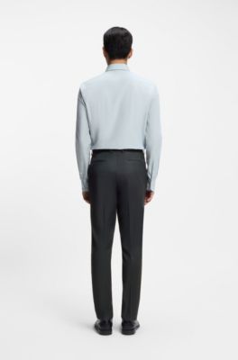 Pantalones slim fit en mezcla de lana el&aacute;stica jaspeada, Cal