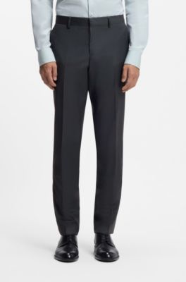 Pantalones slim fit en mezcla de lana el&aacute;stica jaspeada, Cal