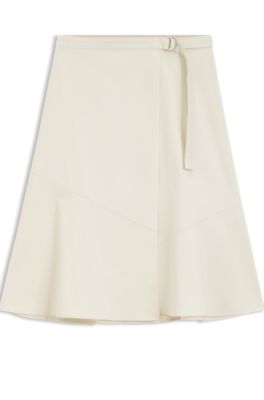 Falda evas&eacute; cruzada en algod&oacute;n el&aacute;stico, Blanco