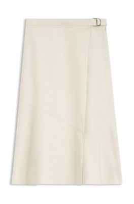 A-line wrap skirt in stretch cotton, White