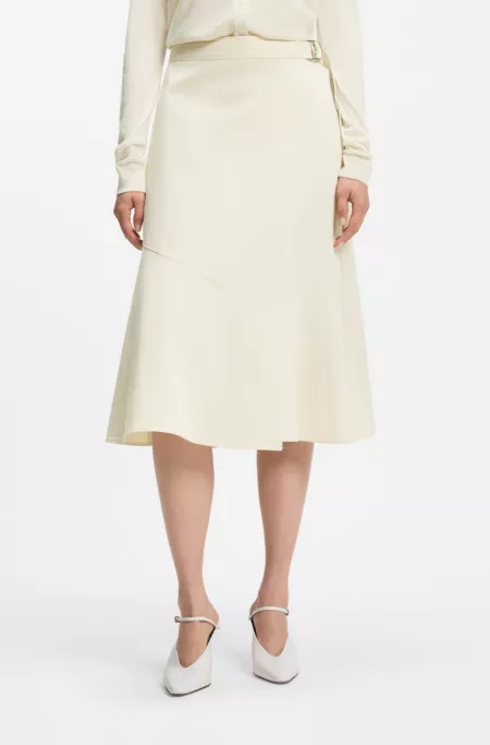 A-line wrap skirt in stretch cotton