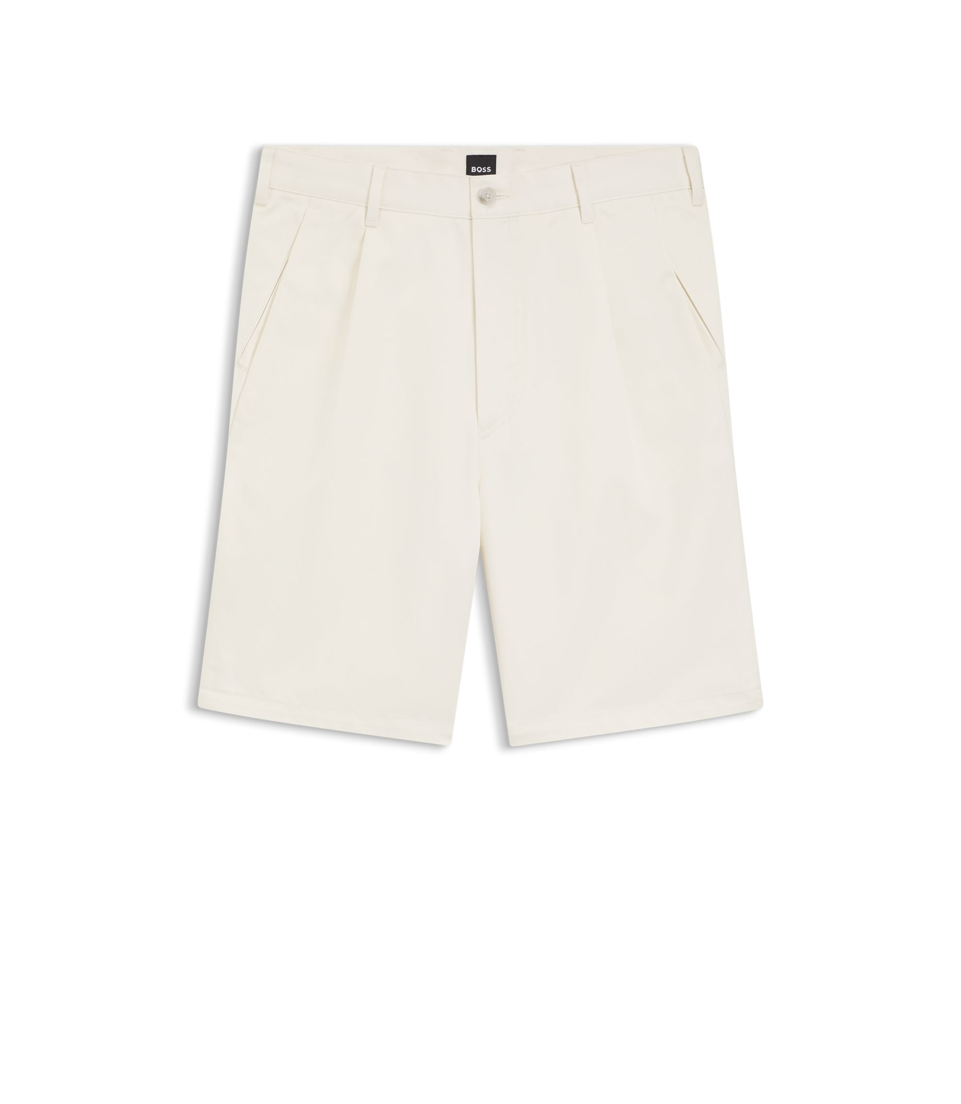 BOSS - Relaxed-fit shorts in cotton twill - White