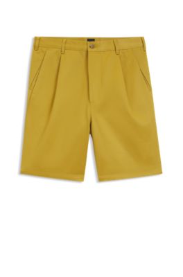Relaxed-fit shorts in cotton twill, Gold