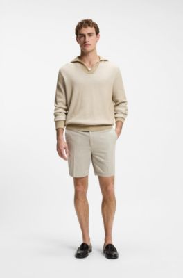 Stretch-cotton shorts in a modern fit, Light Beige