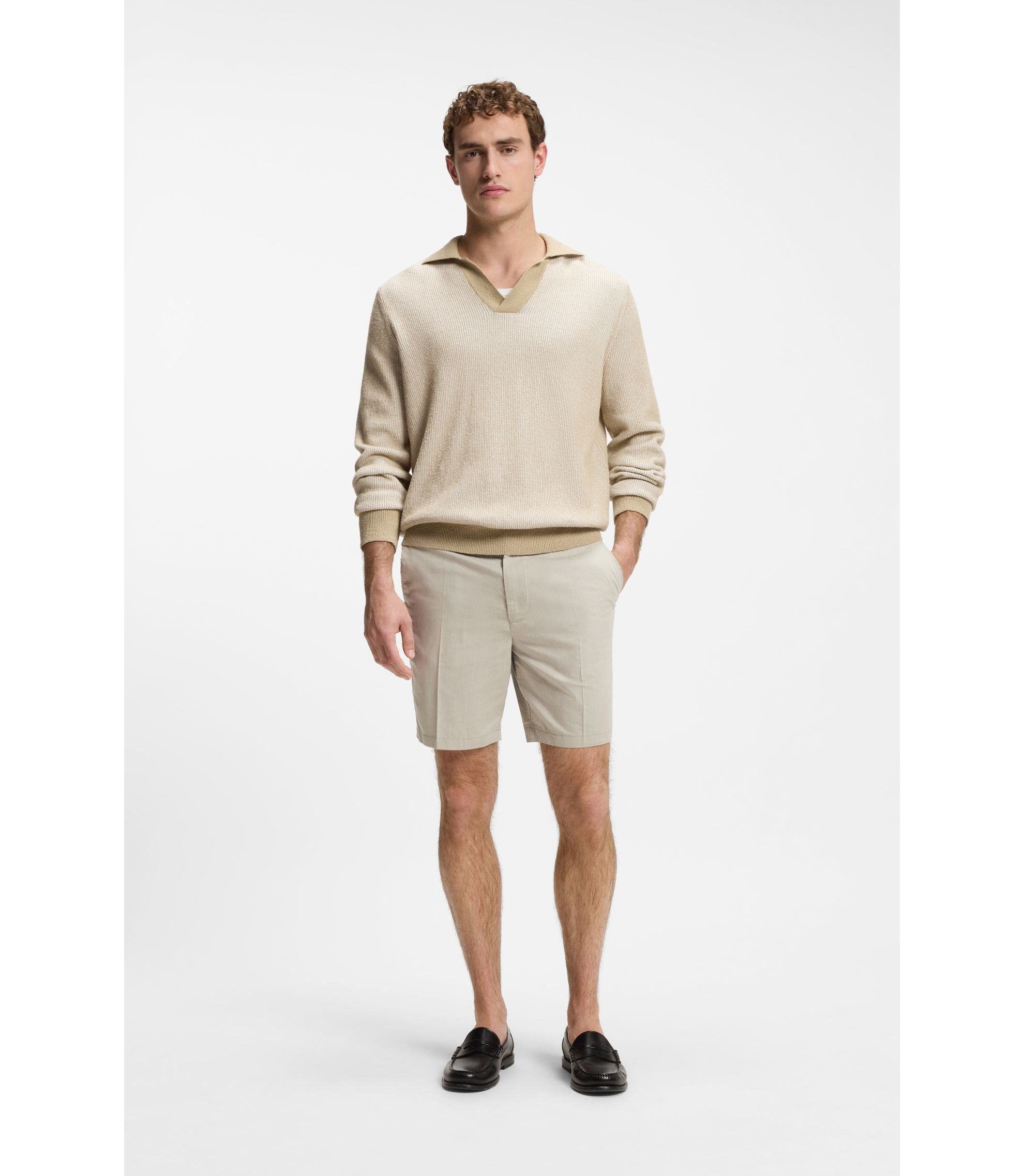 beige dress shorts men Sanvt - The Smart Shorts - Beige