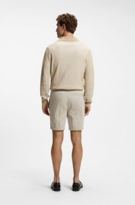 Stretch-cotton shorts in a modern fit, Light Beige