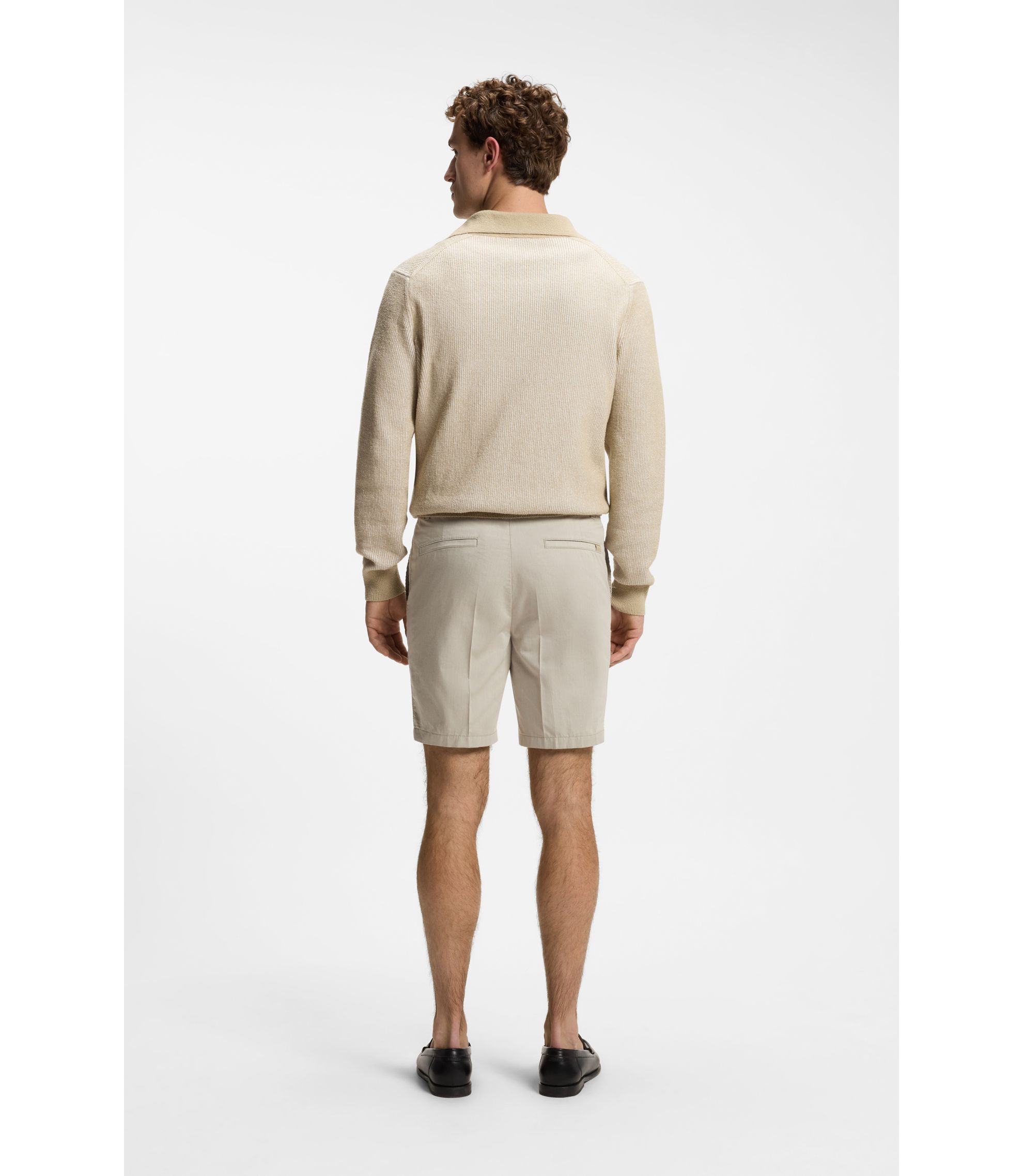 BOSS Stretch-cotton shorts in a Modern fit, Men, Size: 29, light beige