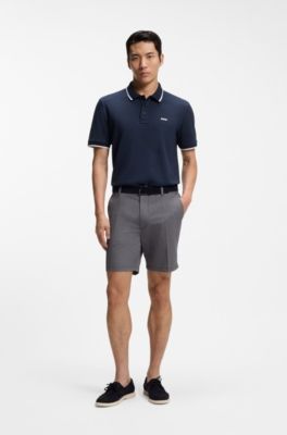 Short moderne en coton stretch, Bleu fonc&eacute;