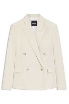 Blazer regular fit en algod&oacute;n el&aacute;stico, Blanco