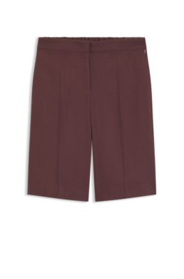 Relaxed-fit shorts in a linen blend, Dark Brown