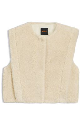 Gilet in plush teddy, Light Beige