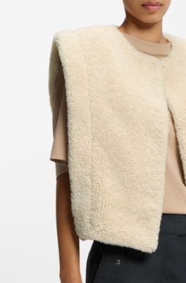 Gilet in plush teddy, Light Beige