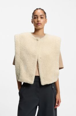 Gilet in plush teddy, Light Beige