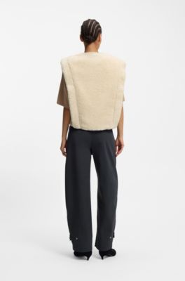 Gilet in plush teddy, Light Beige
