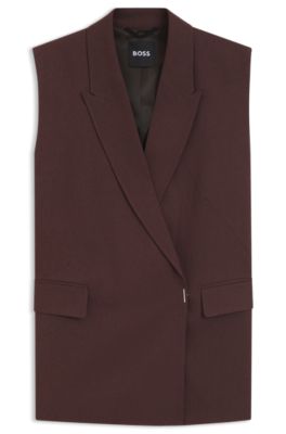 Chaleco relaxed fit de lino, Marr&oacute;n oscuro