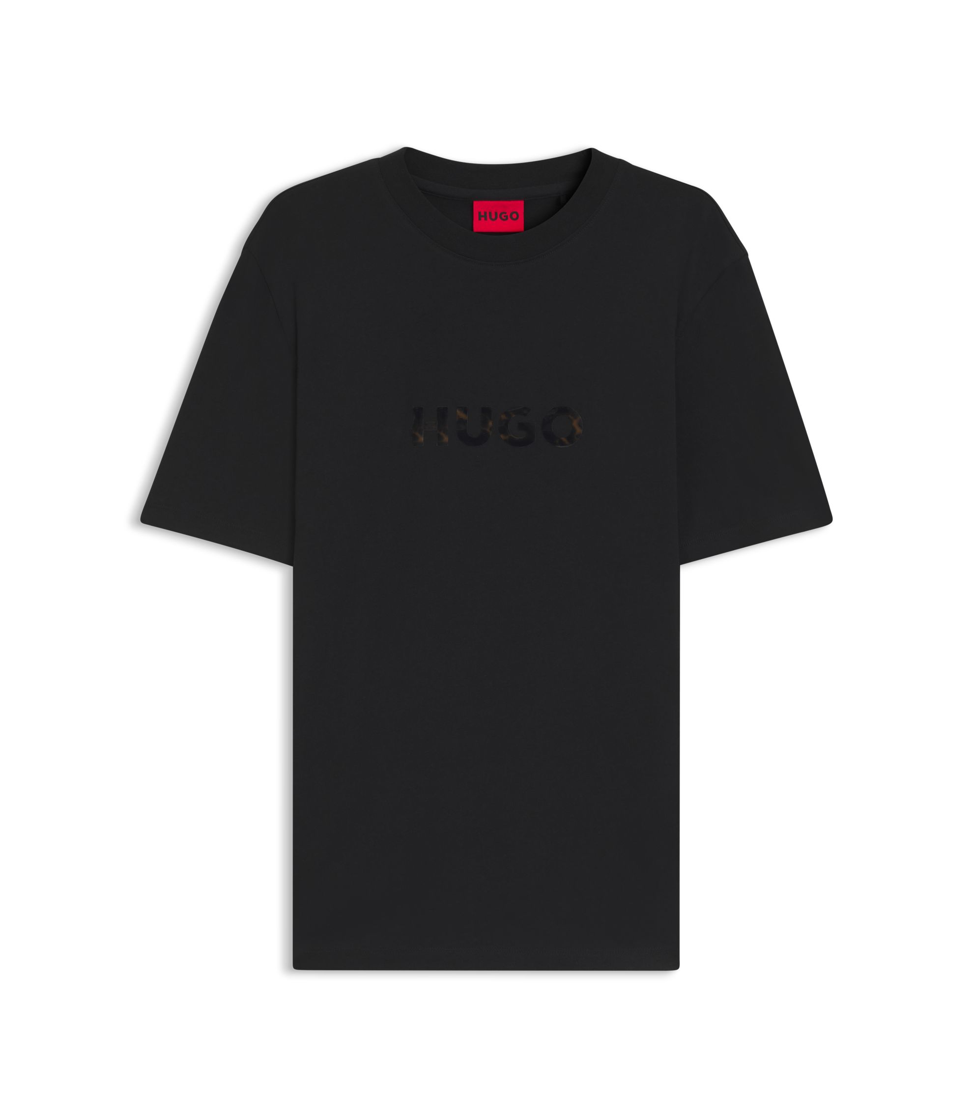 HUGO - Tortoise-logo T-shirt in cotton jersey - Black