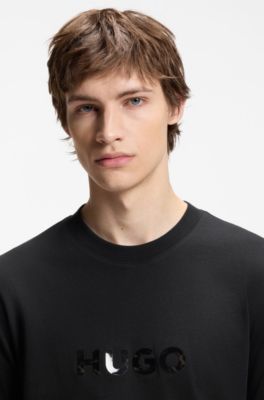 Tortoise-logo T-shirt in cotton jersey, Black