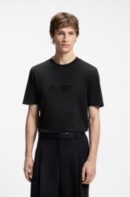 Camiseta de punto de algod&oacute;n con logo de carey, Negro