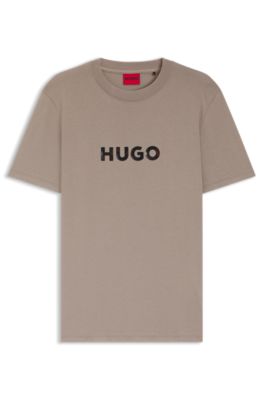 Camiseta de punto de algod&oacute;n con logo de carey, Marr&oacute;n claro