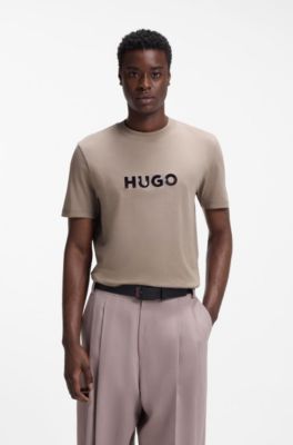 Camiseta de punto de algod&oacute;n con logo de carey, Marr&oacute;n claro