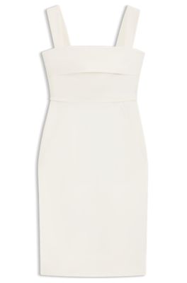 Slim-fit jersey dress with layered detail, White