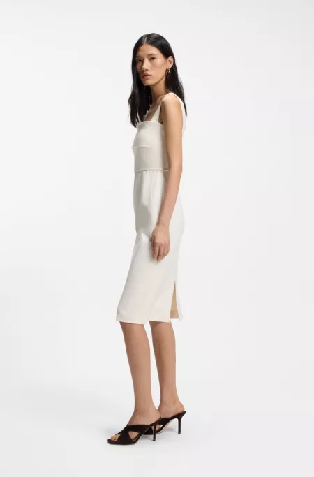 Slim-fit jersey dress with layered detail