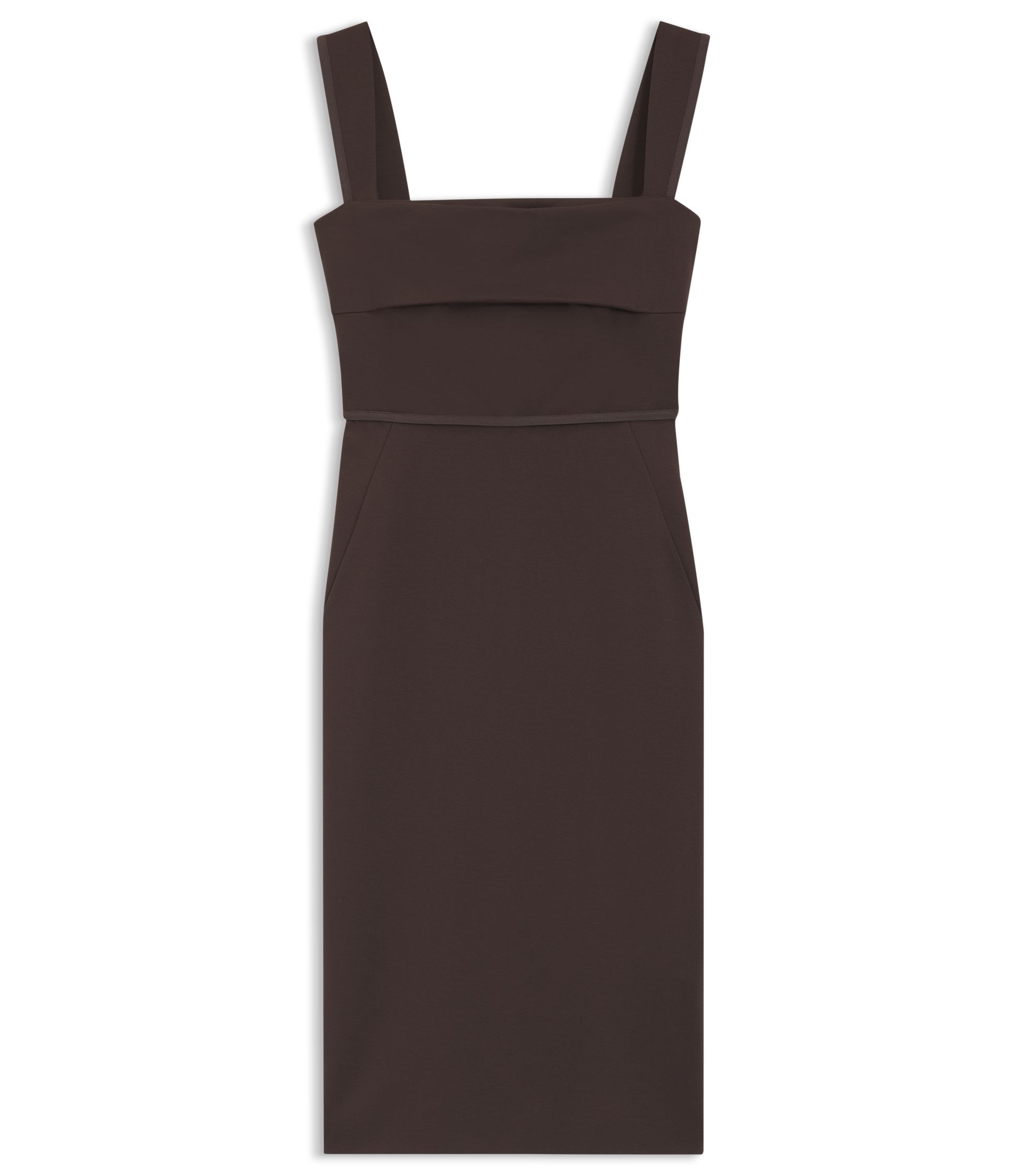 BOSS Slim-fit jersey dress with layered detail, Women, Size: 10, dark brown