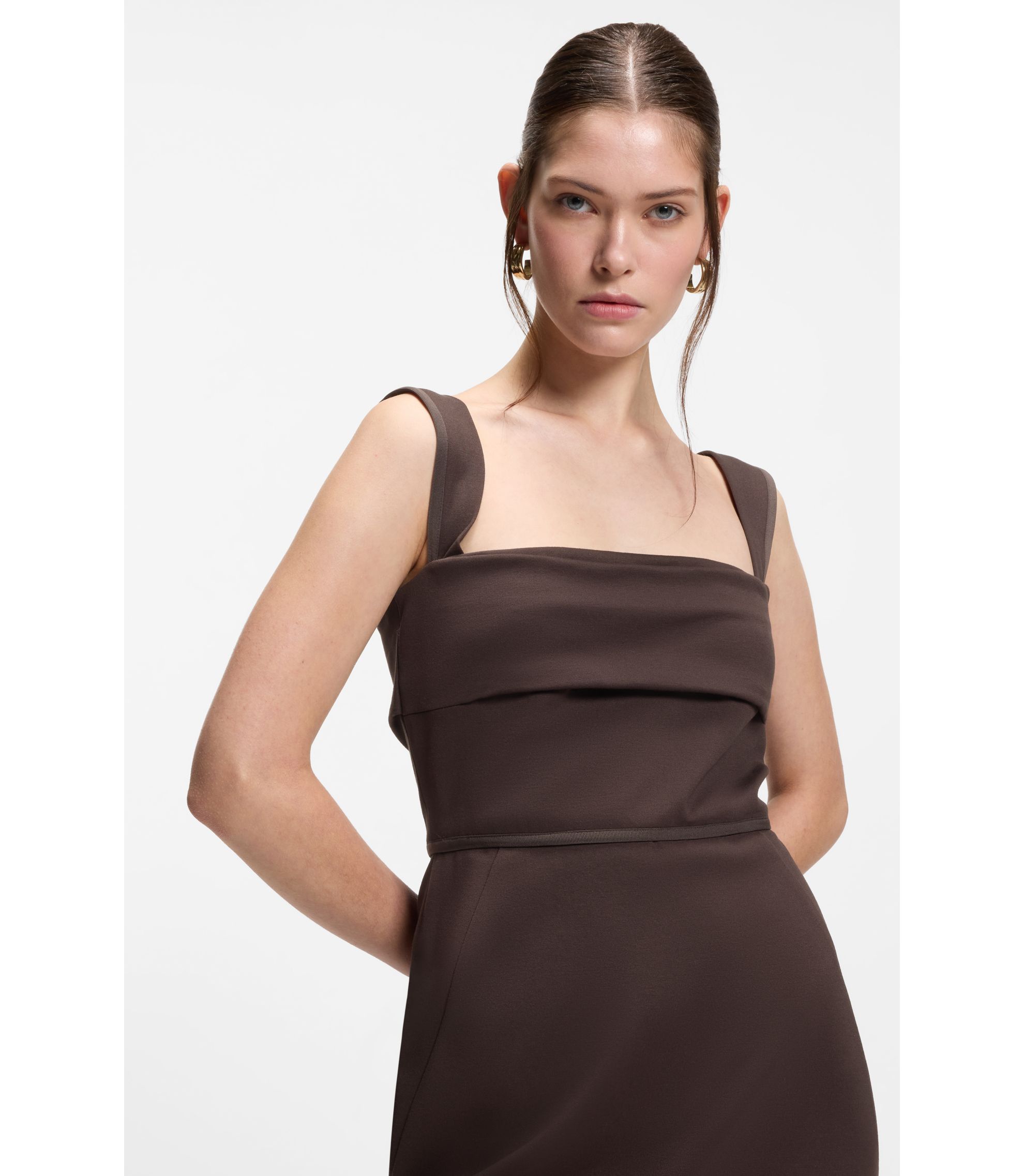 hugo boss jersey dress Boss Women's by Slim-fit Checked Jersey Dress - Blue