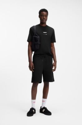 Camiseta de punto de algod&oacute;n con parche de logo de carey, Negro