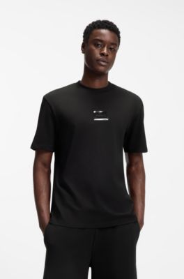 Camiseta de punto de algod&oacute;n con parche de logo de carey, Negro