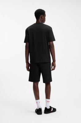 Camiseta de punto de algod&oacute;n con parche de logo de carey, Negro