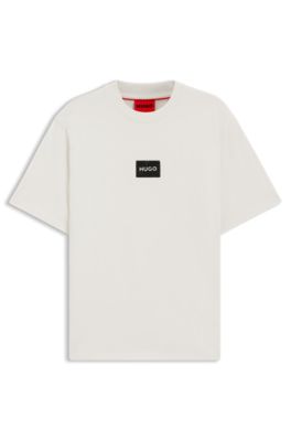 T-shirt en jersey de coton avec patch logo &eacute;caille de tortue, Blanc
