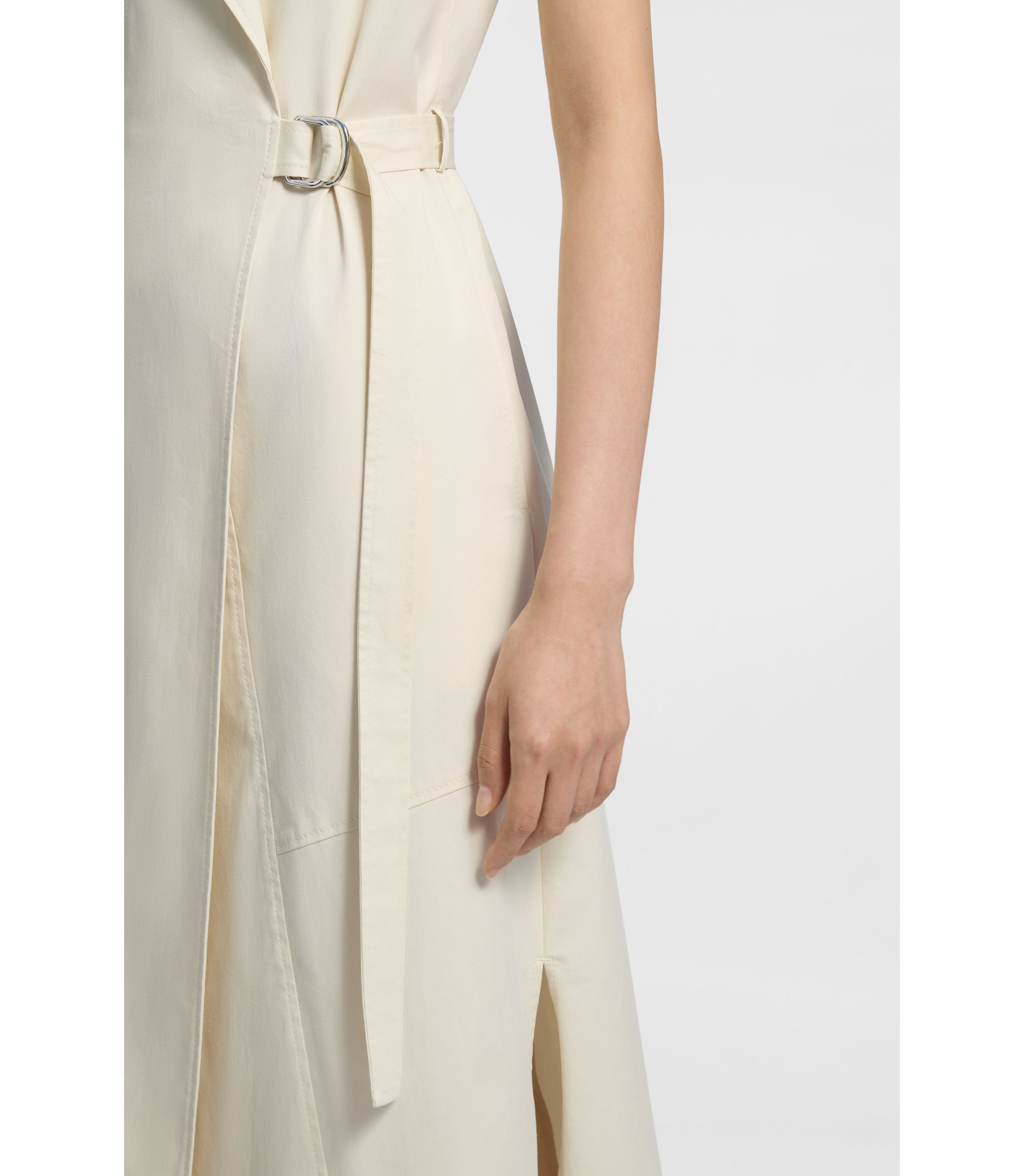 BOSS - Adjustable-belt wrap dress in stretch cotton - White