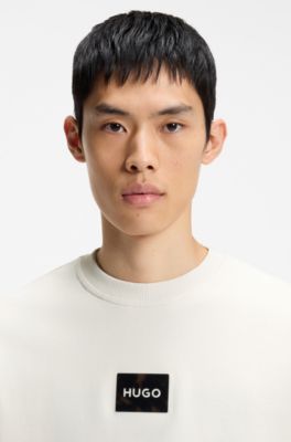 Tortoise-logo sweatshirt in cotton terry, White